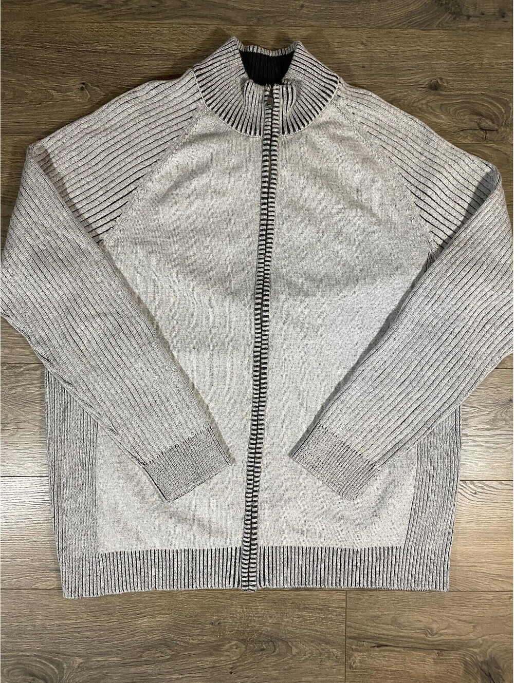 INC International Concepts Mens XL Full Zip Sweater Gray 100% Cotton Y2K